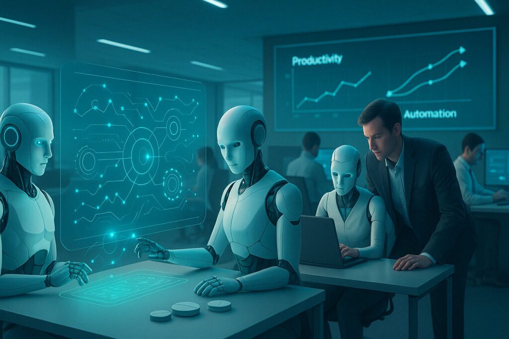 April 22 | 9 Groundbreaking AI Shifts You Missed – From Schools to Space Resolution: 1920 x 1080 (16:9 aspect ratio) Style: Realistic with cinematic lighting Mood: Futuristic, balanced, human-centered