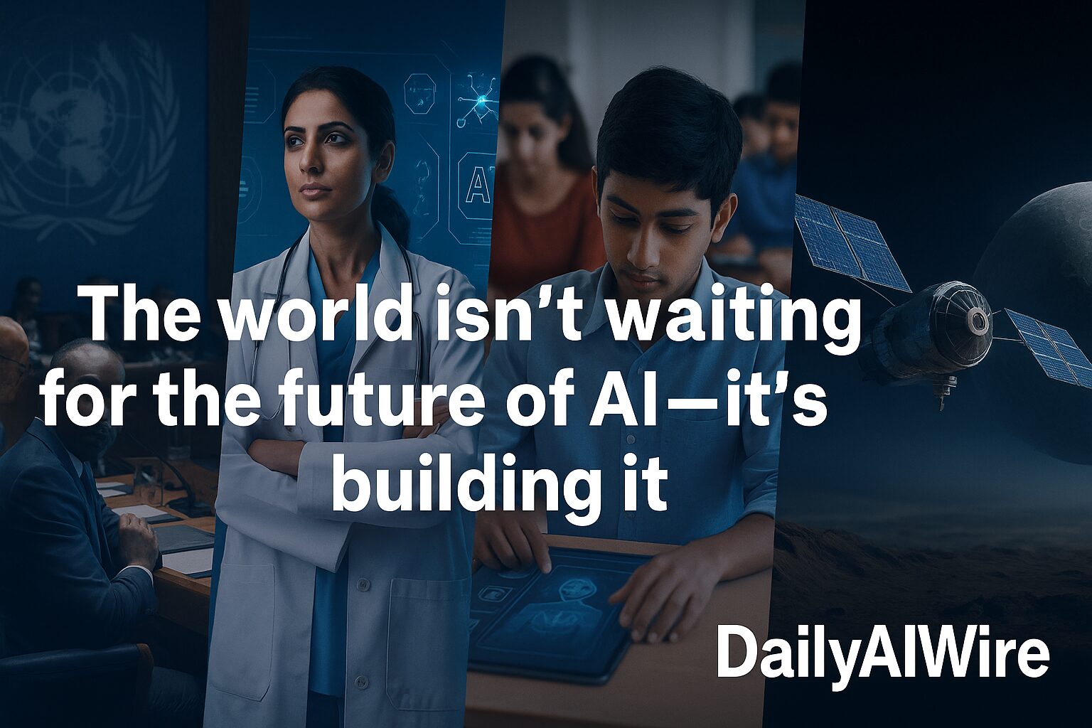 image description:-From the corridors of the United Nations to the classrooms of India, artificial intelligence is no longer a buzzword—it's the blueprint for the future. One thing is certain as artificial intelligence becomes a tool of diplomacy, medicine, and deep-space exploration: The world is constructing AI's future right now; it is not waiting for it. Keep an eye on DailyAIWire for important updates tomorrow at the core of the AI revolution.