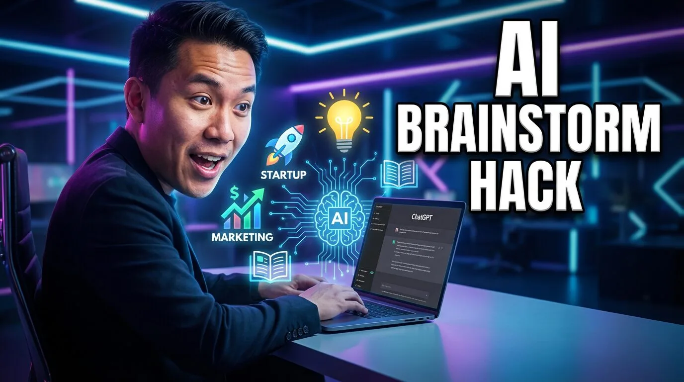 ChatGPT for Brainstorming Person working on AI marketing ideas.